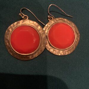 Coral with Gold Finish Fashion Earrings.